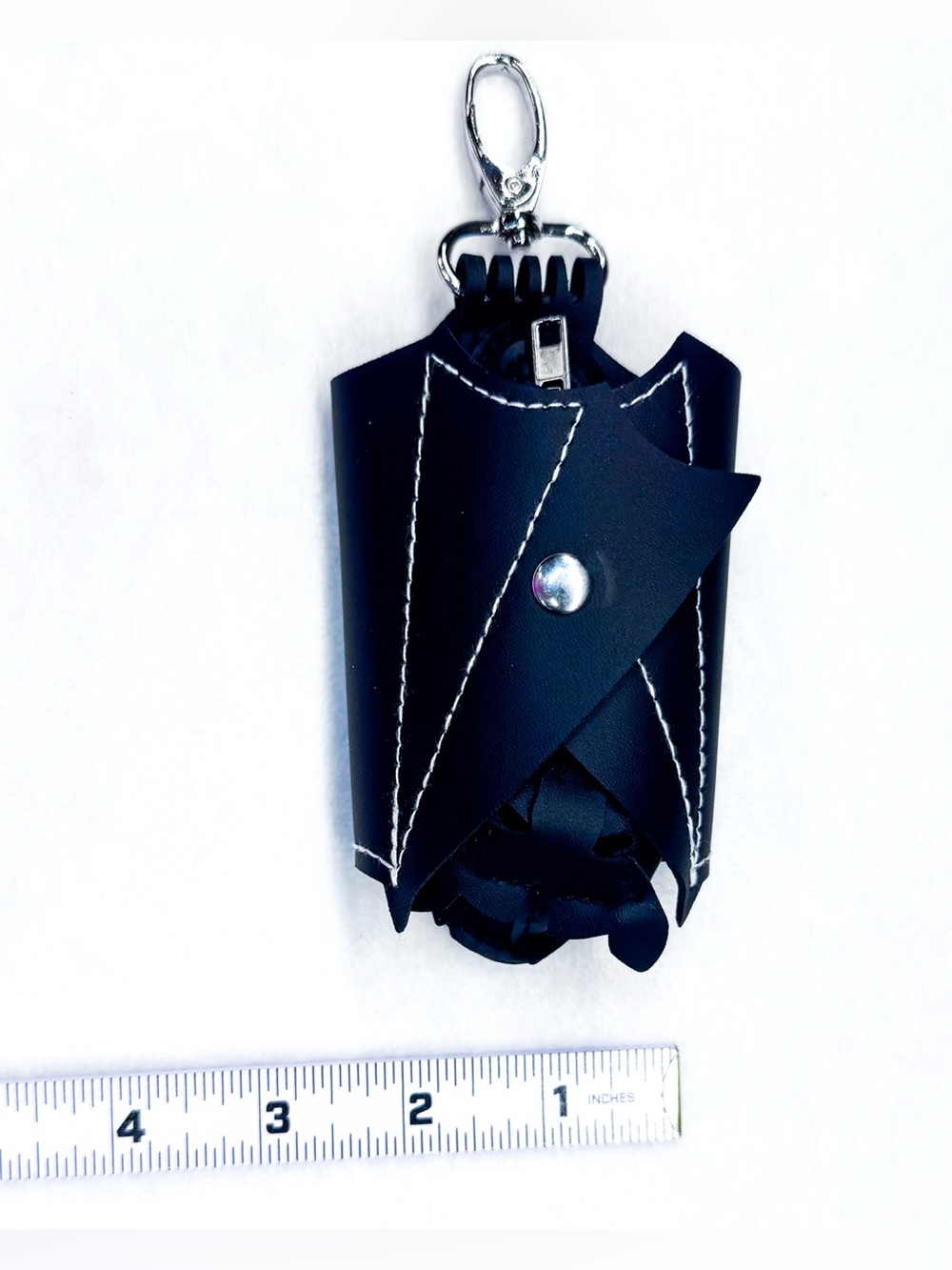 Bat Hidden Compartment Faux Leather Bag Charm Keychain - Picture 6 of 8